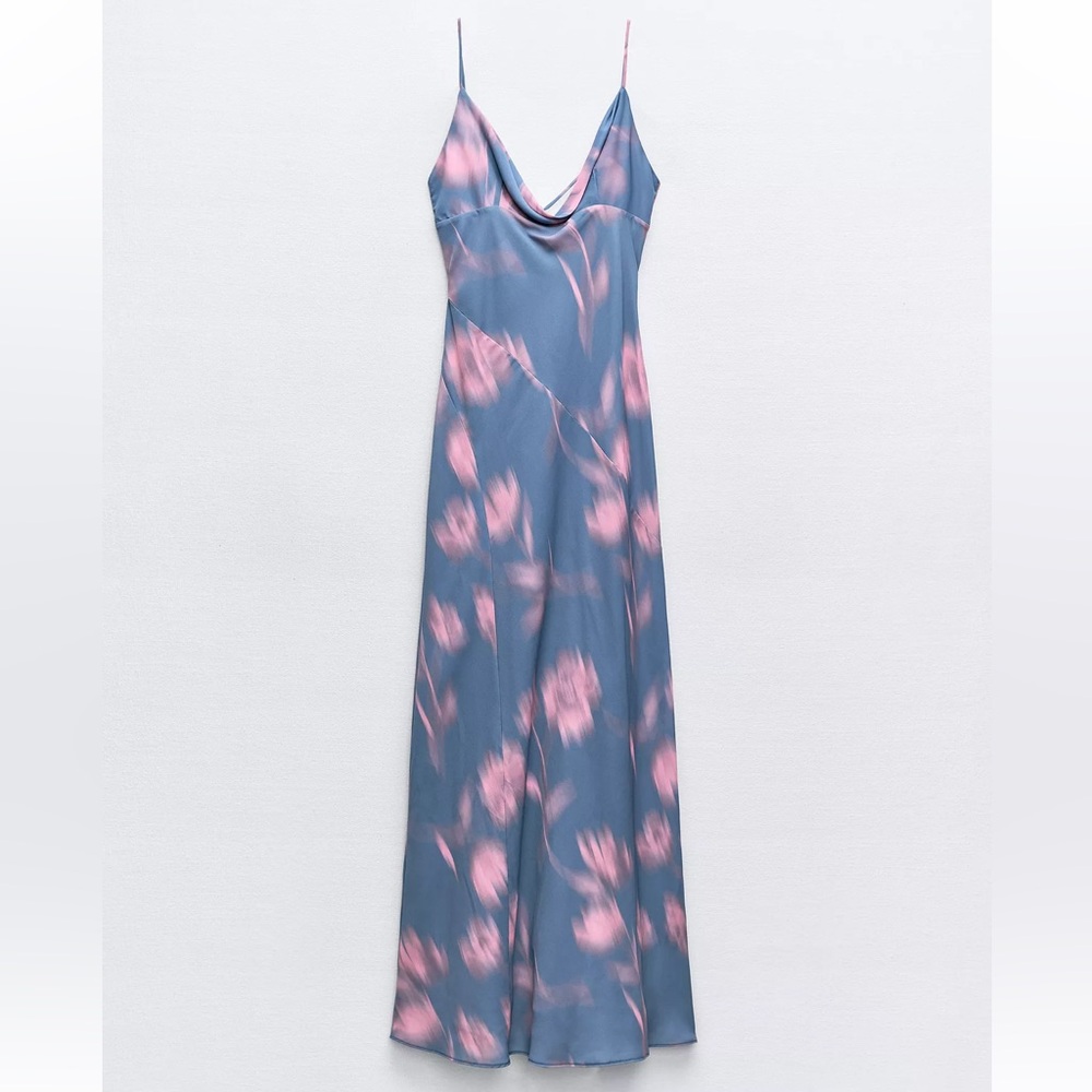 Zara Blue and Pink Patterned Dress